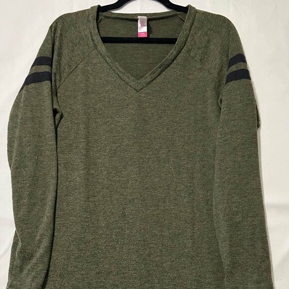 No Boundaries Olive Green Long Sleeve V-Neck Tunic Dress - Picture 1 of 4